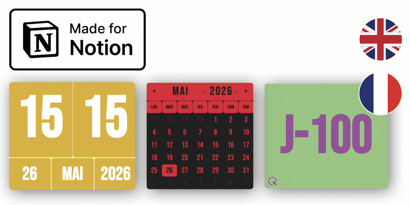 Maquette de prévisualisation des widgets Notion - étape 1